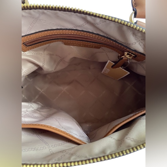 MICHAEL KORS Veronica Medium Brown/Acorn Logo Dome Satchel - Picture 4 of 5